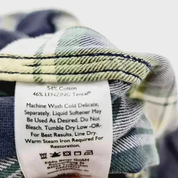 Eddie Bauer Button down Long sleeve Plaid Raw Hem Snap button Women's Shirt LT - Picture 6 of 7